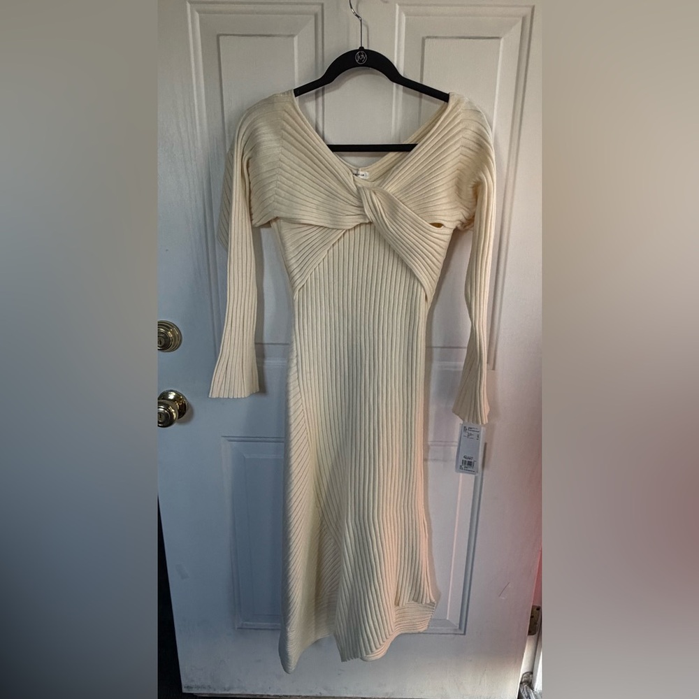 NWT FRAY I.D Ribbed Knit Dress Ivory SIZE (Fits S/M)